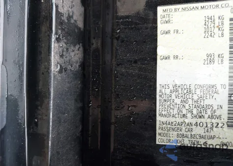 2010 Nissan Altima 2.5 S z USA, uszkodzony, nr VIN 1N4AL2AP2AN401322